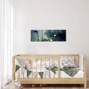 Obraz - Ważka w błyszczącej nocy (z zegarem) (90x30 cm)