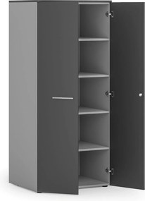 Szafa biurowa z drzwiami PRIMO GRAY, 1781 x 800 x 600 mm, szary/grafitowy