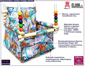 Kubełkowa huśtawka do pokoju dziecka w liście - Brunico