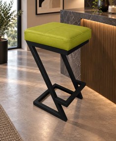 Hoker ZETA krzesło barowe Loft podstawa metalowa : Kolor Stelaża - Czarny , Kolor tkaniny - EKO-SKÓRA - 5D, Typ tkaniny - Eko-skóra