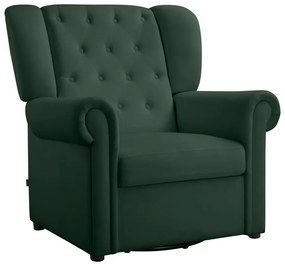 Zielony aksamitny fotel bujany typu chesterfield Lillyse – Støraa