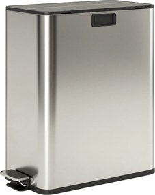 HOMCOM Kosz kuchenny 2 x 28L ze stali nierdzewnej, pedał, pokrywa soft-close, wyjmowane wkłady | Aosom PL