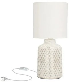 Biała lampa stołowa z ozdobną podstawą - V085-Sanati