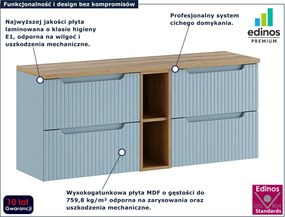Niebieska szafka łązienkowa pod umywalkę 140 cm - Arvessi 5X