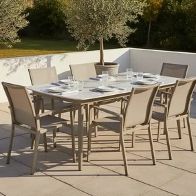 Stół ogrodowy aluminiowy beżowy 180x90 cm Spiek kamienny solidny i trwały