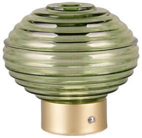 Lampa stołowa LED w zielono-złotym kolorze ze ściemniaczem i szklanym kloszem (wys. 14,5 cm) Earl – Trio