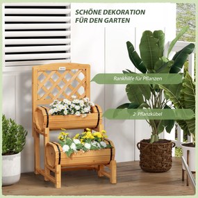 Outsunny Podniesiona Skrzynka na Kwiaty z Kratą Rustykalny Styl Żółta Drewniana do Ogrodu 45x45x80cm | Aosom PL