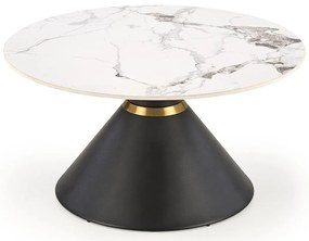Okrągły stolik kawowy glamour biały marmur + czarny K1-M02
