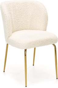 Krzesło do jadalni na złotych nogach tapicerowane tkaniną bouclé K474