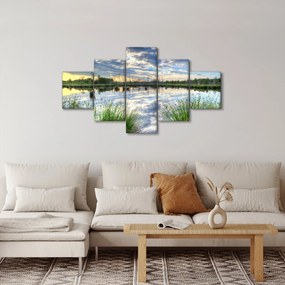 Obraz jeziora z trzcinami (125x70 cm)