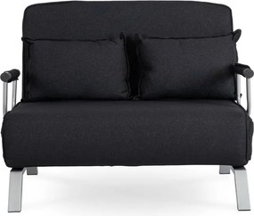 Fotel Rozkładany Dwuosobowy BART 2 Wypoczynkowy Czarny do Spania Leżanka Nowoczesny