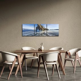 Obraz lodowej skały (z zegarem) (90x30 cm)