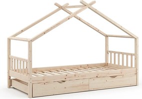 Łóżko domowe naturalne drewno 208x97x148 design