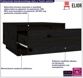 Czarny stolik kawowy z szufladą z litego drewna K5-F70