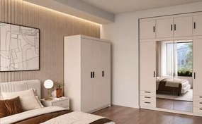 Szafa Ele 3 beż piaskowy 133 cm - trzydrzwiowa z półkami i drążkiem na ubrania