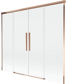 Mexen Rox parawan nawannowy 2-skrzydłowy rozsuwany 170 x 150 cm, transparent, różowe złoto - 8C9-170-002-60-00