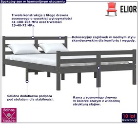 Szare sosnowe łóżko z zagłówkiem 120x200 Tippo