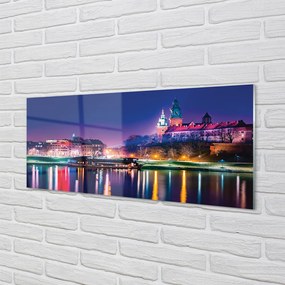 Panel Szklany Nocna Panorama Krakowa nad Wisłą