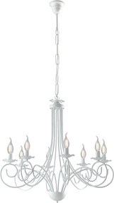 Alma - Biały lakierowany żyrandol z żelaza z dekoracją w stylu shabby chic, 8 świateł, 128 cm - Ø67 cm - BL130-8-BCO