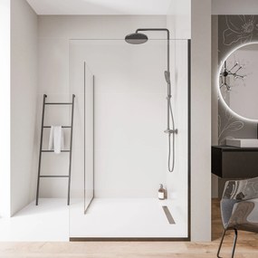 Ścianka prysznicowa Walk-In EX102 - 2 ścianki - przezroczyste bezpieczne szkło 10 mm
