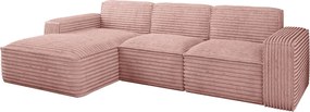 Narożnik w kształcie L Siena, tkanina Velo, Różowy, Lewy