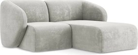 Jasnoszary narożnik z tkaniny szenilowej (prawostronny/z szezlongiem) Lani – Makamii
