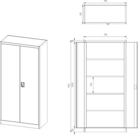 Szafa biurowa Eco Design Jan H, 90x40x195 cm, biały/dąb złoty