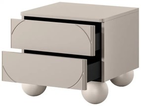 Szafka nocna z dwoma szufladami Sonatia II na nogach kulach 45 cm - kaszmir