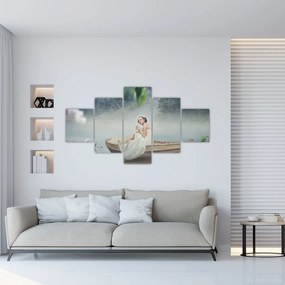 Obraz - Kobieta na łodzi (125x70 cm)