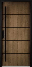 Drzwi wejściowe ze stali pełne wys. 207 x szer. 100 cm efekt orzecha - grubość 68 mm - otwieranie prawe - LUSADA