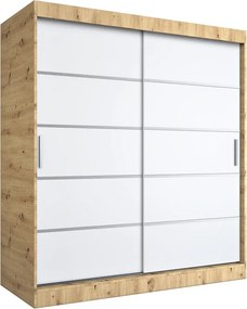 Szafa przesuwna dąb artisan + biały 180 cm E9-G29