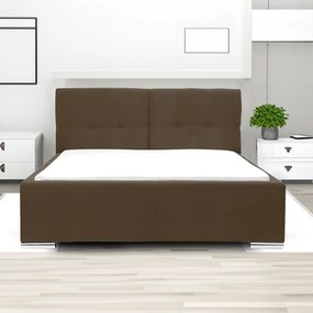 Łóżko tapicerowane z pojemnikiem i materacem FOLLER 140x200 cm Brązowy