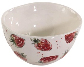 Miska ceramiczna do zupy STRAWBERRY, wzór truskawek, 540 ml