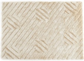 Dywan shaggy z długim włosiem i wypukłym wzorem - 160 x 230 cm - Złamana biel - MAZE