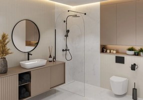 Massi Ścianka prysznicowa WALK IN FIX przezroczysta półokrągła 8mm MOLIS OVAL CLEAR 100 cm MASSI | rożne rozmiary : Kolor profili kabiny - złoty, Szerokość ścianki - 140 cm , Typ montażu - WALK in FIX (Do ściany)
