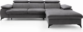 Masseno Narożnik FIORE z funkcją spania i pojemnikiem na pościel Narozniki L, Rozkładana sofa - Szary, MONOLITH 92