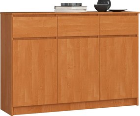 Komoda AKORD K140 Olcha 138 cm 3 drzwi 3 szuflady kolor Olcha mat 6 półek 138x40x99 cm
