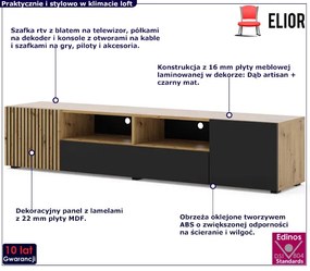 Szafka rtv z lamelowym frontem 200 cm - Longa 8X