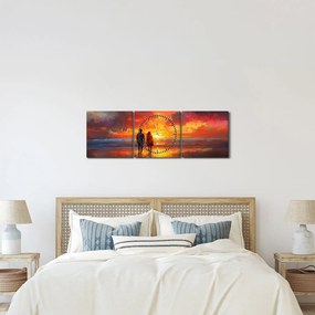 Obraz - Spacer po plaży (z zegarem) (90x30 cm)
