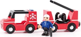 Woody Samochód Strażacy z figurką do kolejki, czerwony