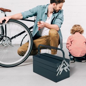 Skrzynka na Narzędzia DURHAND z 3 Poziomami i 5 Składanymi Przegrodami, Ciemnozielona