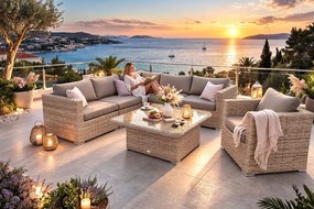 Zestaw rattanowy MALIBU dla 6 osób (cappuccino)