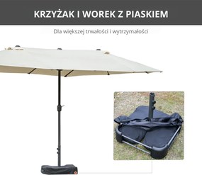 Outsunny podwójny parasol z podstawą, kremowy, 4,6 x 2,7 cm