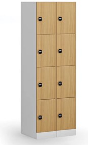 Szafka skrytkowa S1, 4 schowki, 1850 x 300 x 500 mm, demontaż, zamek RFID, drzwi laminowane, buk