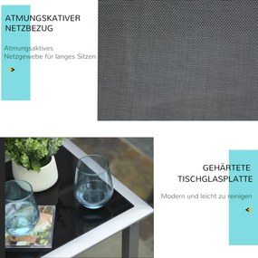 Ekskluzywny Zestaw Leżaków Ogrodowych Outsunny z Stolikiem Bocznym, Czarny+Srebrny