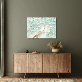 Obraz na szkle - Złote kwitnące drzewo (70x50 cm)