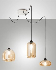 Lampa wisząca LED Fiona z metalu i bursztynowego szkła dmuchanego 3496-47-125 Fabas Luce