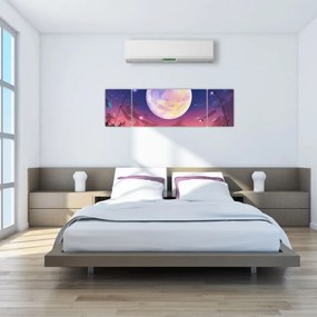 Obraz - Kobieta i pies w pełni księżyca (170x50 cm)