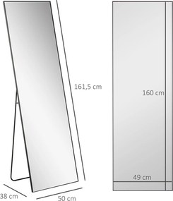 HOMCOM Duże lustro stojące, lustro ścienne, lustro pełnej długości, 161,5 cm, srebrne | Aosom PL
