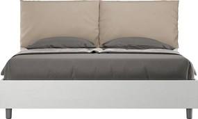 Łóżko bez stelaża 160x190 Frassino biała poduszkami sztucznej skóry szaro-beżowy Egos Antea